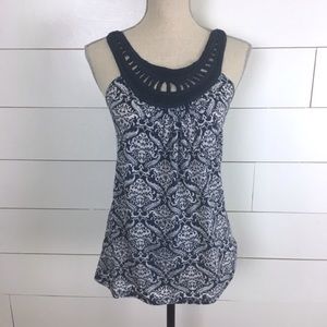 🪴$5/25🪴 Blue Crochet Damask Patterned Sleeveless Top F21 Small